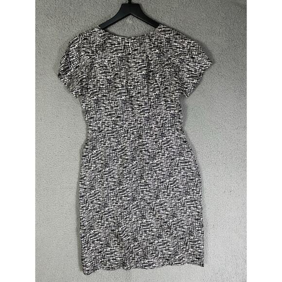 Banana Republic Petite 10P Black White 100% Silk‎ Dress Lined Abstract Print - Picture 3 of 9